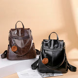 Women Vintage Anti-theft Backpack Large Capacity School Shoulder Bag