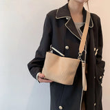 Women PU Leather Bucket Crossbody Bags Solid Shoulder Bags Female Daily Small Me