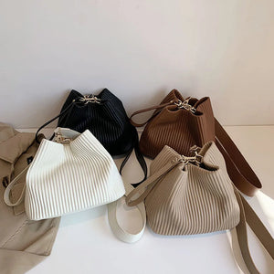 Women PU Leather Bucket Crossbody Bags Solid Shoulder Bags Female Daily Small Me