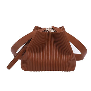 Women PU Leather Bucket Crossbody Bags Solid Shoulder Bags Female Daily Small Me