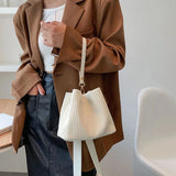 Women PU Leather Bucket Crossbody Bags Solid Shoulder Bags Female Daily Small Me