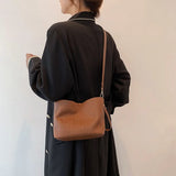 Women PU Leather Bucket Crossbody Bags Solid Shoulder Bags Female Daily Small Me