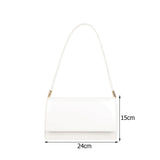 Women Patent PU Leather Solid Shoulder Underarm Bags Casual Small Flap Handbags