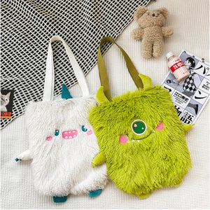 Japanese Funny Plush Handbag Embroidery Little Monster