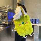 Japanese Funny Plush Handbag Embroidery Little Monster