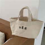 Women Canvas Lunch Bag Tote Box Picnic Storage Office Female