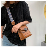 Women Pu Leather Small Crossbody Bag with Wide Shoulder Strap