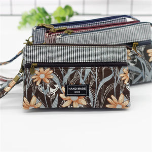 Women Purse Cloth Long Wallet Multi-Layer Clutch Flower Handbag