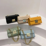 Women Small Square Bag Lock Chain Messenger Crossbody Bag