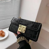 Women Small Square Bag Lock Chain Messenger Crossbody Bag