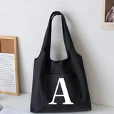 Women Letter Canvas Vest Shoulder Bag Large Capacity Canvas Shopping Bag