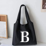 Women Letter Canvas Vest Shoulder Bag Large Capacity Canvas Shopping Bag