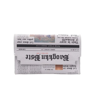 Women Newspaper Print Shoulder Bag Messenger Envelope Clutch Purse