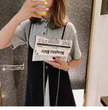 Women Newspaper Print Shoulder Bag Messenger Envelope Clutch Purse