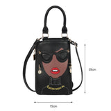 Women Lady Face Crossbody Shoulder Bag PU Leather Small Chain Handbag