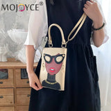 Women Lady Face Crossbody Shoulder Bag PU Leather Small Chain Handbag