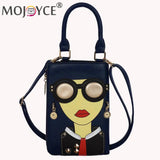 Women Lady Face Crossbody Shoulder Bag PU Leather Small Chain Handbag