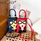 Women Lady Face Crossbody Shoulder Bag PU Leather Small Chain Handbag