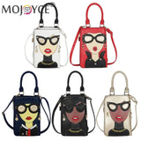 Women Lady Face Crossbody Shoulder Bag PU Leather Small Chain Handbag