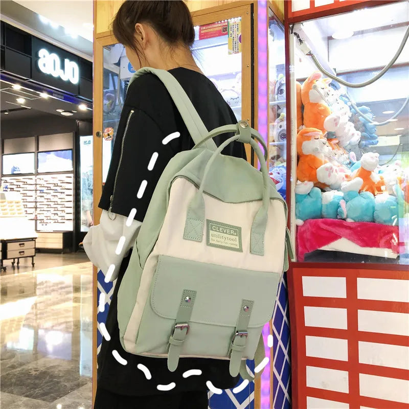 Nylon Candy Waterproof School Bags Teen Girls Backpack