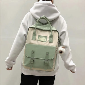 Nylon Waterproof School Bags for Girls Patchwork Backpack