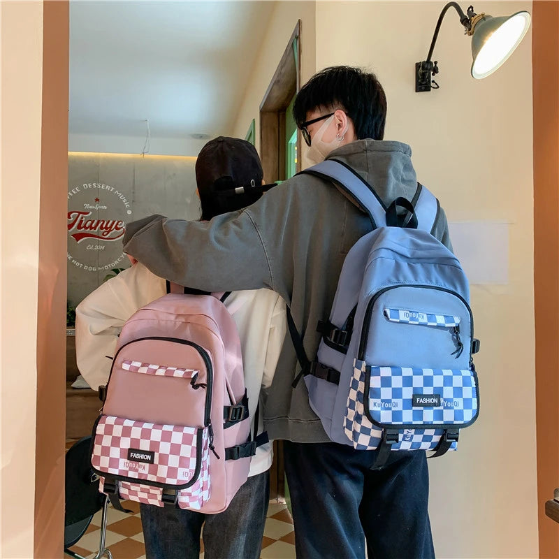 Nylon School Backpack for Girls Waterproof Patchwork Rucksack Mochila