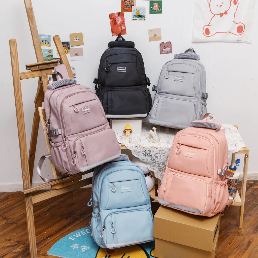 Waterproof nylon school backpack for girls