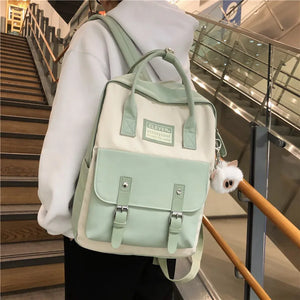 Nylon Backpack Waterproof School Bags Teenagers Patchwork Female Rucksack