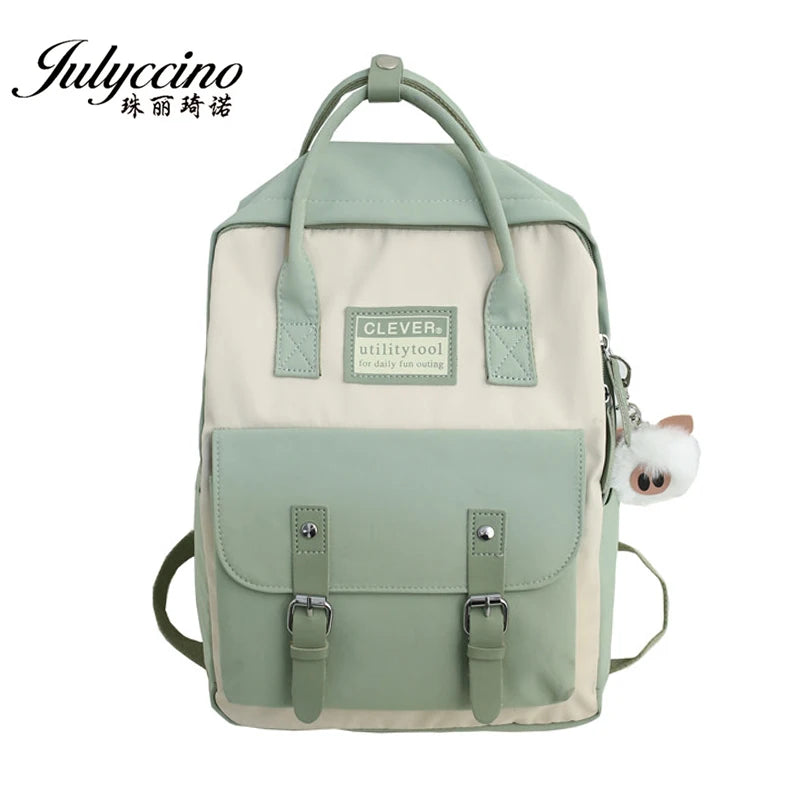 Nylon Backpack Waterproof School Bags Teenagers Patchwork Female Rucksack
