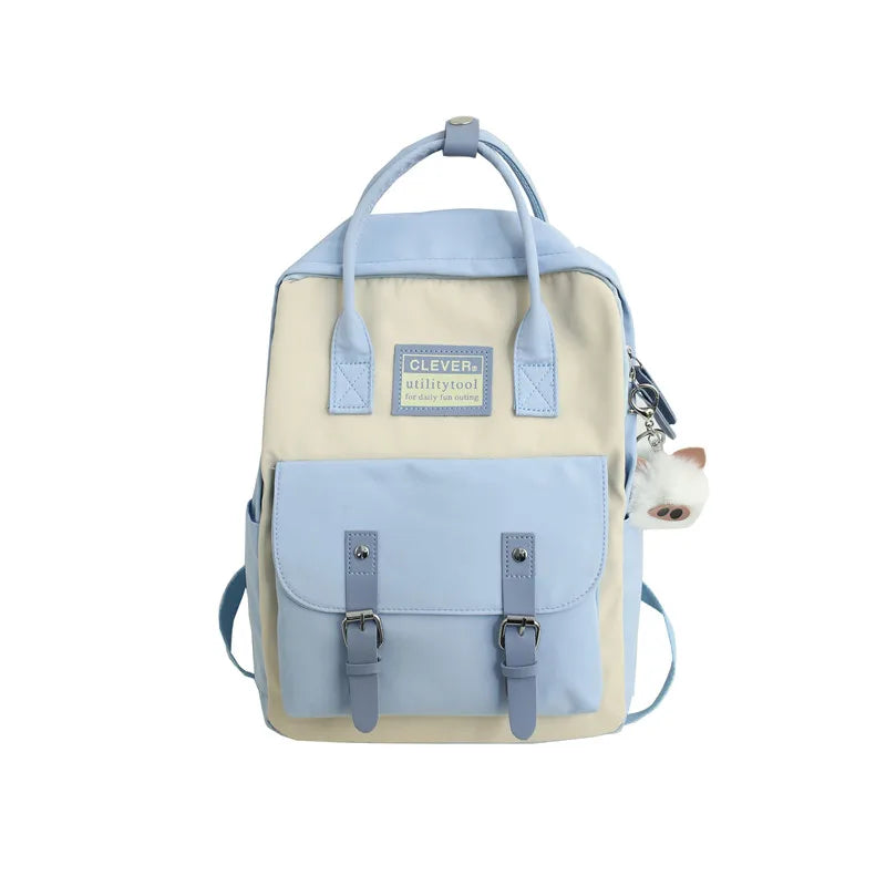 Nylon Waterproof School Bags for Girls Patchwork Backpack