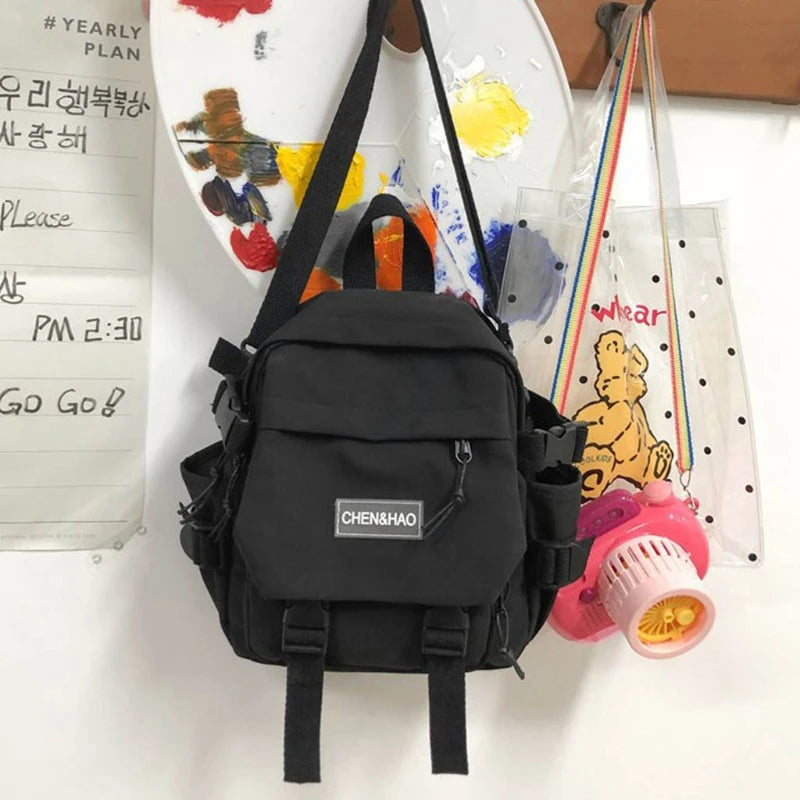 Convertible Women Nylon Backpack Travel Small School Shoulder Bag