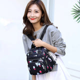 Nylon Backpack Waterproof Female Shoulder Bag Cartoon Printing Rucksack