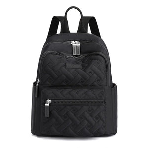 Heart Embroidered Nylon Backpacks for Women Plaid Shoulder Bags