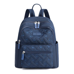 Heart Embroidered Nylon Backpacks for Women Plaid Shoulder Bags