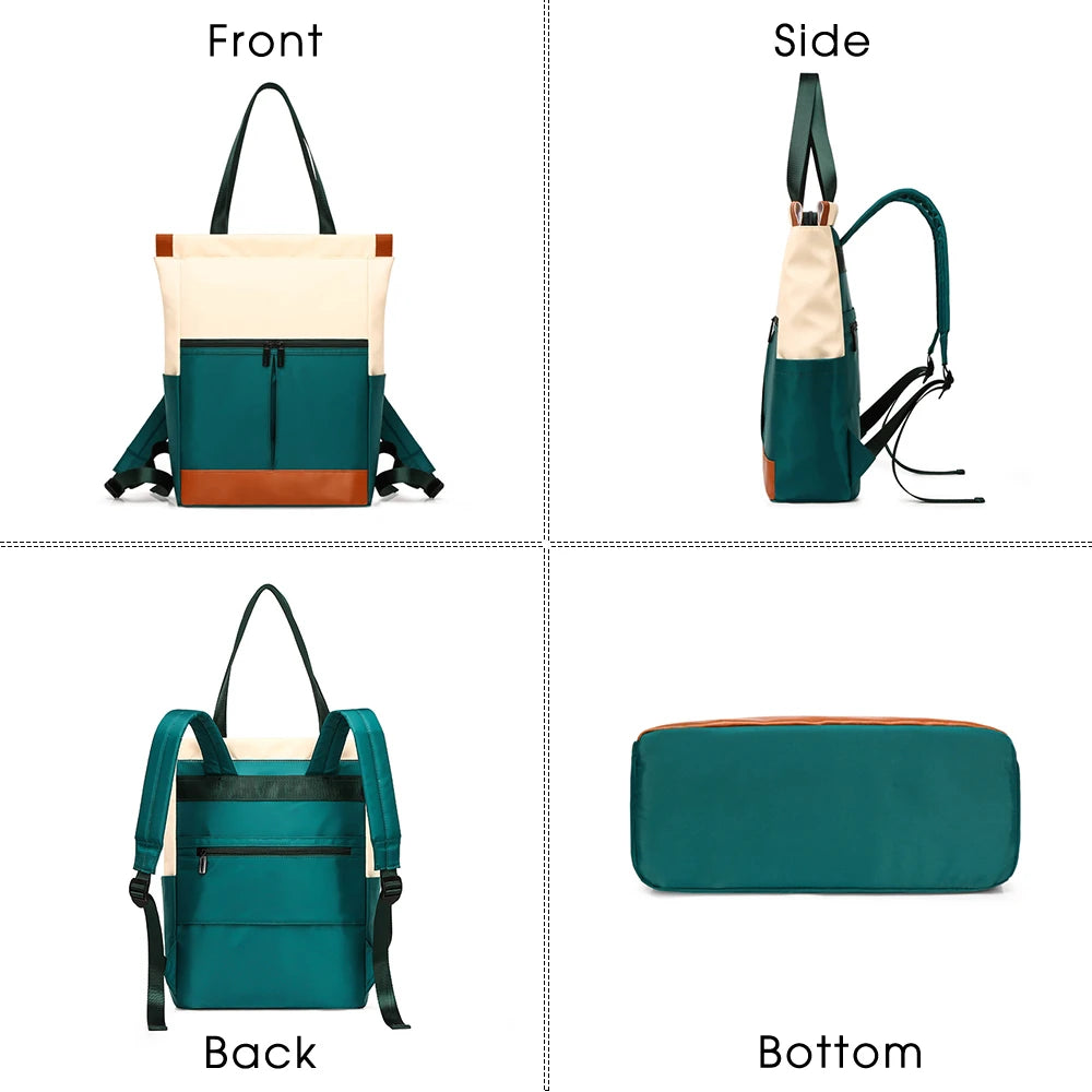 Women Nylon Backpacks Waterproof School Bags Patchwork Laptop Handbag