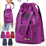 Women Nylon Backpacks Casual Drawstring Rucksack Multifunction Shoulder Bag