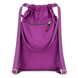 Women Nylon Backpacks Casual Drawstring Rucksack Multifunction Shoulder Bag