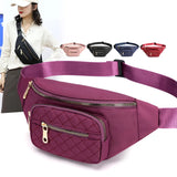 Women Nylon Sling Bag Zipper Pocket Waist Bag for Lady