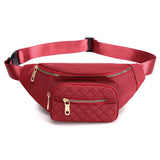 Women Nylon Sling Bag Zipper Pocket Waist Bag for Lady
