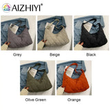 Women Crossbody Bag Padded Shoulder Bag Autumn Winter Lattice Solid