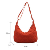Women Nylon Cotton Padded Crossbody Bag Autumn Winter Lattice Thread