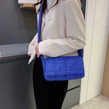 Women Nylon Cotton Padded Vertical Square Shoulder Bag Retro Bag Padded Handbag