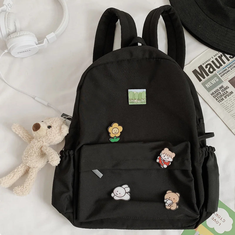 Kawaii Bear Nylon Backpack for College School Girls