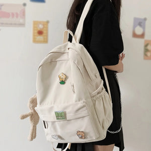 Kawaii Bear Nylon Backpack for College School Girls