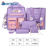 Women Nylon Backpack Combo Bag Lady Shoulder Bag Preppy Backpack