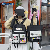 Women Nylon Backpack Combo Bag Lady Shoulder Bag Preppy Backpack