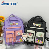 Women Nylon Backpack Combo Bag Lady Shoulder Bag Preppy Backpack