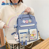 Women Nylon Backpack Combo Bag Lady Shoulder Bag Preppy Backpack