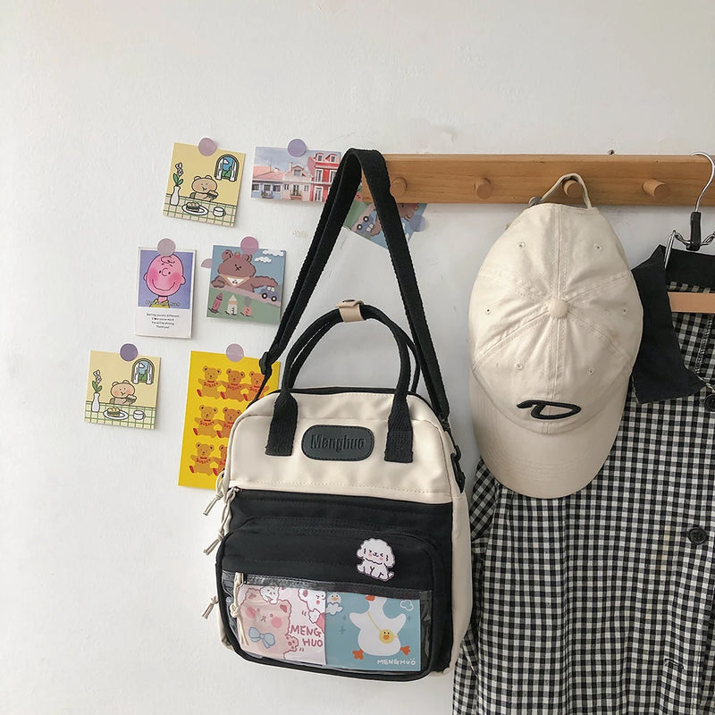 Nylon School Bag with Multi-Layer Zipper for Women Student