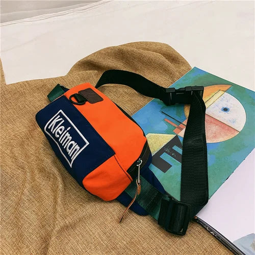 Women Nylon Leisure Waist Bag Orange Fanny Pack Ladies